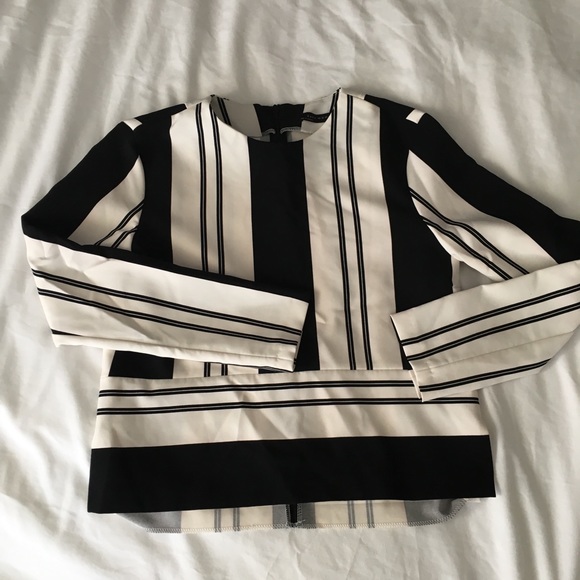 Zara black and white stripe blouse - Picture 2 of 7